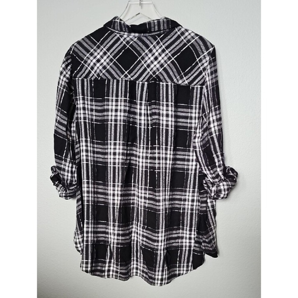 Lane Bryant Womens Black White Plaid Flannel Button Down Shirt Plus 22/24 - Picture 8 of 8